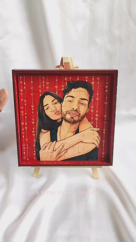 Serene Connections: Artistic 6x6 Couple Puzzle with 36 Hand-Painted Pieces