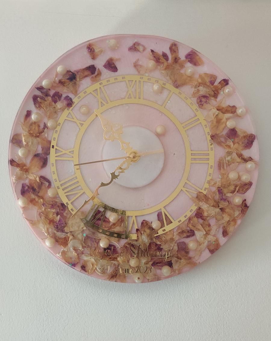 Flower Preservation Resin Clock- 12 inches