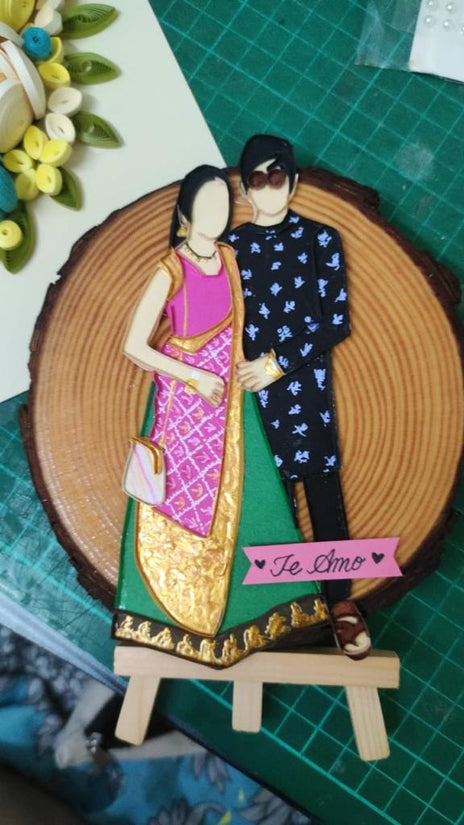 Paper Quilling Portrait on Wooden Slice