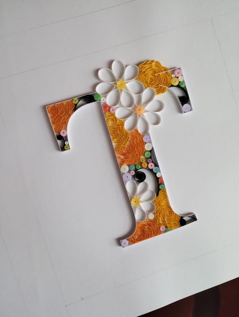 Quilling Floral Initial T (includes pattern)