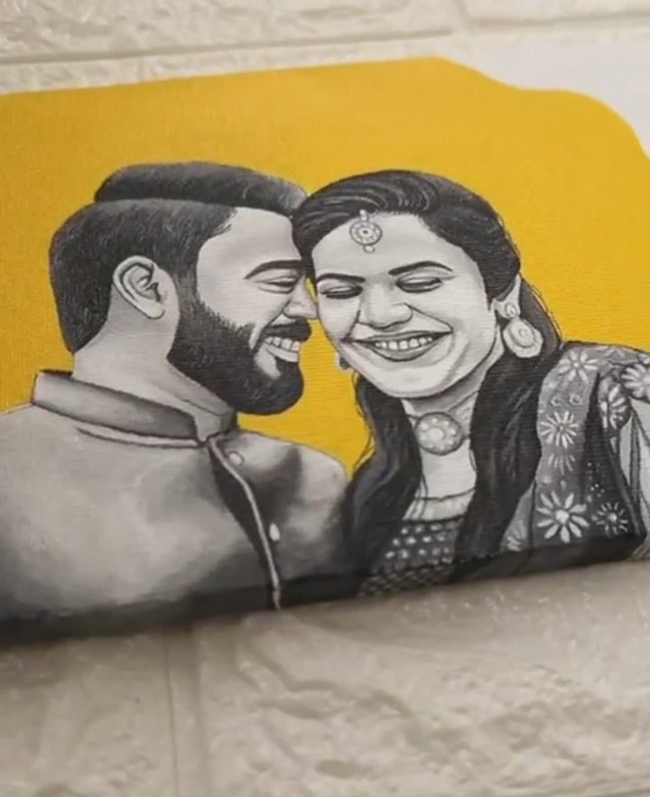 Handmade Personalized Acrylic Portrait of Couple
